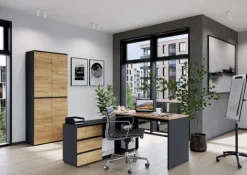 Aktenregal LISSABON 80 x 196 cm Graphit/ Navarra Eiche