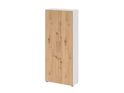 Aktenschrank 80 x 188 cm Weiß/ Asteiche