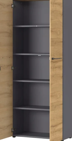 Aktenschrank ISORNO 2-türig 197 cm Graphitgrau/ Eiche