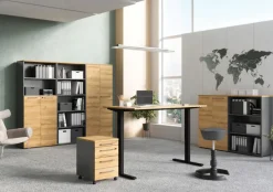 Aktenschrank ISORNO 2-türig 197 cm Graphitgrau/ Eiche