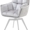 Armlehnstuhl ALANI silberfarbig/weiß