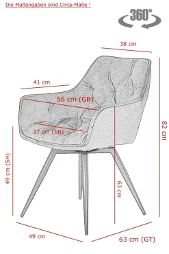Armlehnstuhl FLORENTINA vintage velvet anthrazit/schwarz