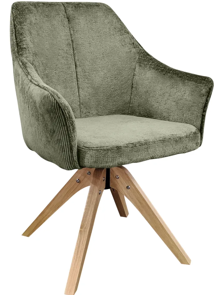 Armlehnstuhl Jessy Cord/Microfaser grün