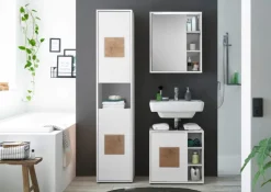 Bad Hochschrank SOLID weiß/ braun