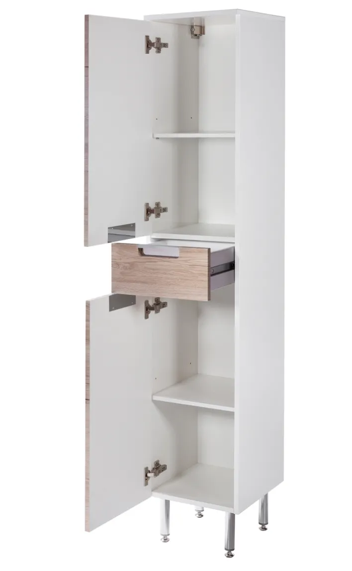 Bad-Hochschrank MARS braun/weiß 2-türig