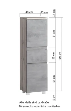 Bad-Midischrank GENT hellgrau/braun 40cm