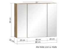 Bad-Spiegelschrank GENT weiß/braun 80cm