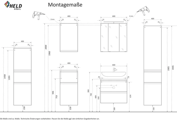 Bad-Unterschrank GENT weiß/braun 65cm