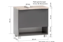 Bad-Waschbeckenunterschrank ANTWERPEN grau 61cm