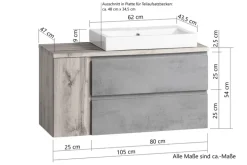 Bad-Waschtisch GENT hellgrau/braun 105cm