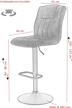Barhocker ELKE 2er Set grau/Vintage Optik