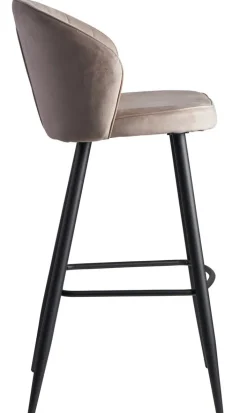 Barhocker mit Rückenlehne schwarz/ beige Samt