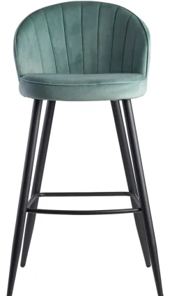 Barhocker mit Rückenlehne schwarz/ grün Samt