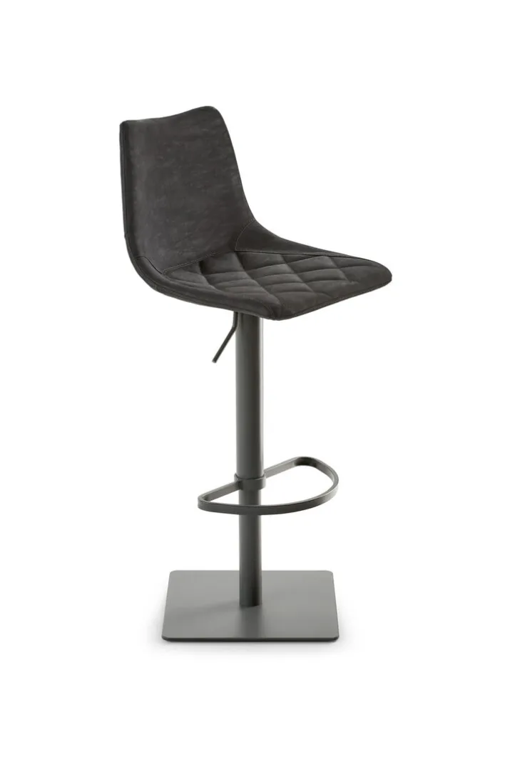 Barhocker MY TOBY II Drehgestell Lederlook schwarz