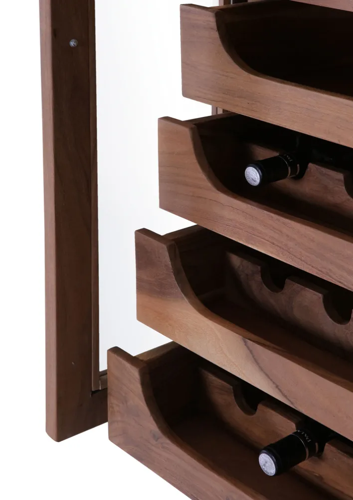 Barschrank PURO 67 x 150 x 42 cm Akazie Massivholz/anthrazit