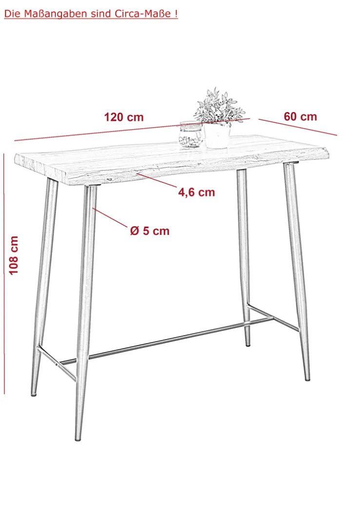 Bartisch GABY Wildeiche NB 120 x 60 cm