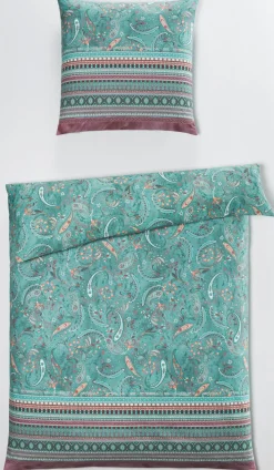 bassetti Mako-Satin-Bettwäsche BURANO V.V1 135 x 200 cm grün