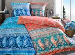 bassetti Mako-Satin-Bettwäsche ANACAPRI V3 135 x 200 cm blau