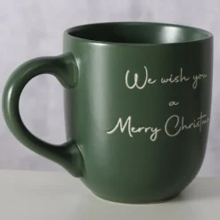Becher Steinzeug 8,3 x 9,5 cm We wish you ... Grün