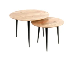 Beistelltisch ø 50 cm Akazie massiv/schwarz