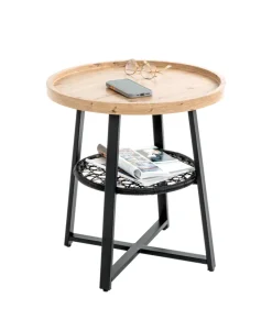 Beistelltisch ø 50 cm Eiche-Dekor braun/schwarz