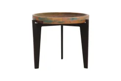 Beistelltisch 46 x 46 cm Altholz bunt/Metall schwarz