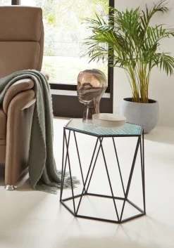 Beistelltisch 46 x 46 cm Dekorglas/schwarz
