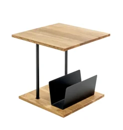 Beistelltisch 45 x 45 cm Eiche massiv braun/schwarz