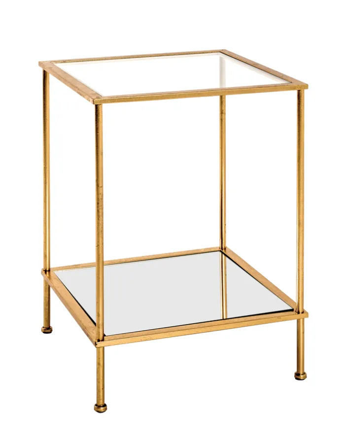 Beistelltisch 39 x 39 cm Glas/goldfarbig