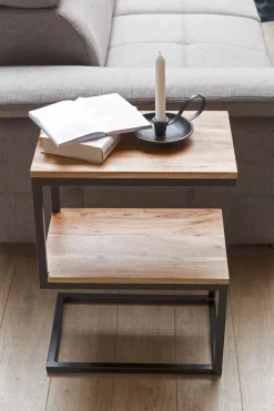 Beistelltisch 30 x 45 cm schwarz/ Akazie