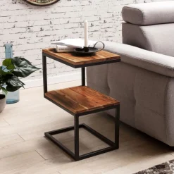 Beistelltisch 45 x 30 cm schwarz/ braun