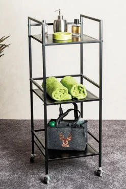 Beistelltisch auf Rollen 35 x 92 cm schwarz