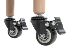 Beistelltisch auf Rollen 50 x 47 cm grün/Massivholz natur