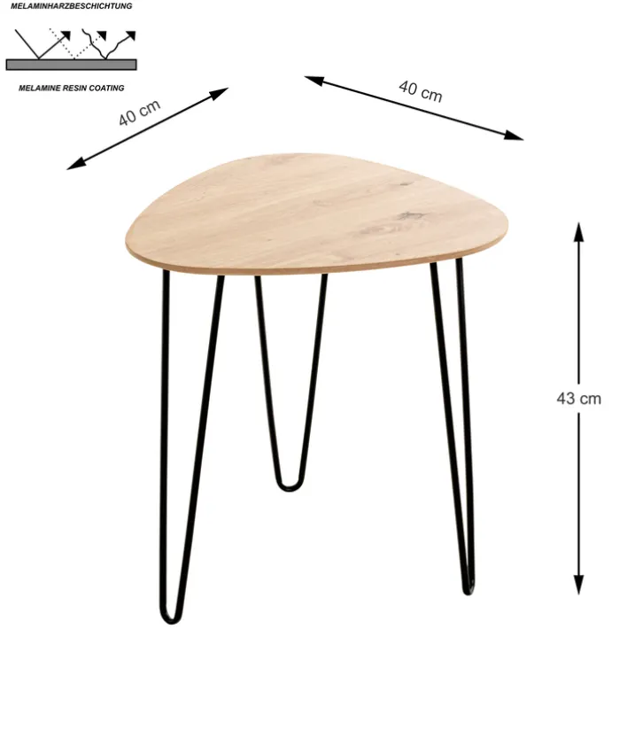 Beistelltisch BERGEN2 Ø 40 cm Eiche-Dekor/schwarz