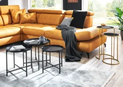 Beistelltisch 2er Set Ø 30/35 cm schwarz /goldfarbig