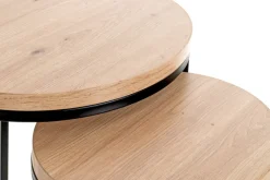 Beistelltisch 2er Set LEVI Ø 45/32 cm Eiche-Dekor/schwarz