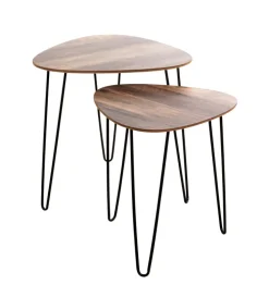 Beistelltisch 2er Set 40x40 cm/48x48 cm dunkelbraun/schwarz