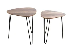 Beistelltisch 2er Set 40x40 cm/48x48 cm dunkelbraun/schwarz