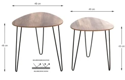 Beistelltisch 2er Set 40x40 cm/48x48 cm dunkelbraun/schwarz