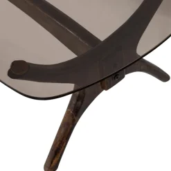 Beistelltisch FLASH 110 x 60 cm Mangoholz/Farbglas braun