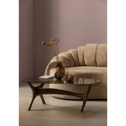 Beistelltisch FLASH 110 x 60 cm Mangoholz/Farbglas braun