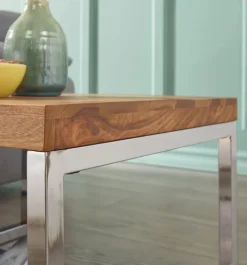 Beistelltisch GUNA 60 x 60 chromfarbig/ Sheesham