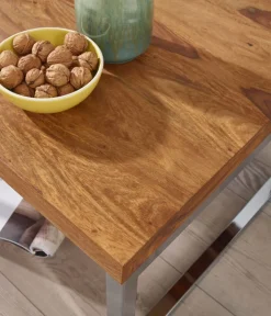 Beistelltisch GUNA 60 x 60 chromfarbig/ Sheesham