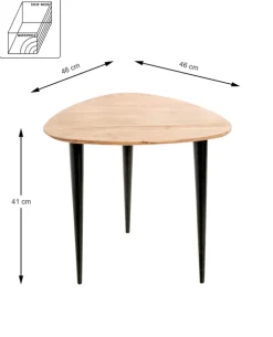 Beistelltisch KALKUTTA Ø 46 cm Akazie Massivholz/schwarz