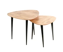 Beistelltisch KALKUTTA Ø 46 cm Akazie Massivholz/schwarz