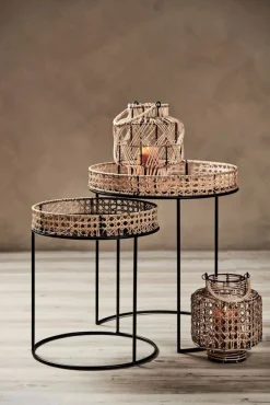 Beistelltisch KARJANA 2-teilig braun/ schwarz