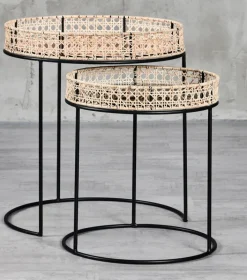 Beistelltisch KARJANA 2-teilig braun/ schwarz