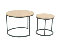 Beistelltisch LINDAU 2er Set Ø 60/Ø 40cm Artisan Eiche - braun/schwarz