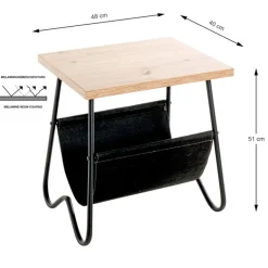 Beistelltisch mit Zeitungsablage 48 x 40 cm braun/schwarz