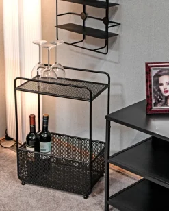 Beistelltisch mit Zeitungsablage 41 x 25 cm schwarz